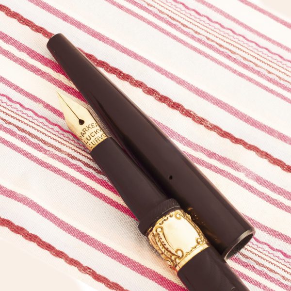 antique vintage parker lucky curve 6 black chased hard rubber eyedropper fountain pen