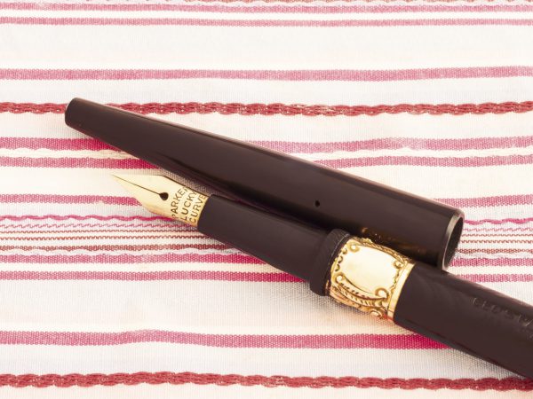 antique vintage parker lucky curve 6 black chased hard rubber eyedropper fountain pen