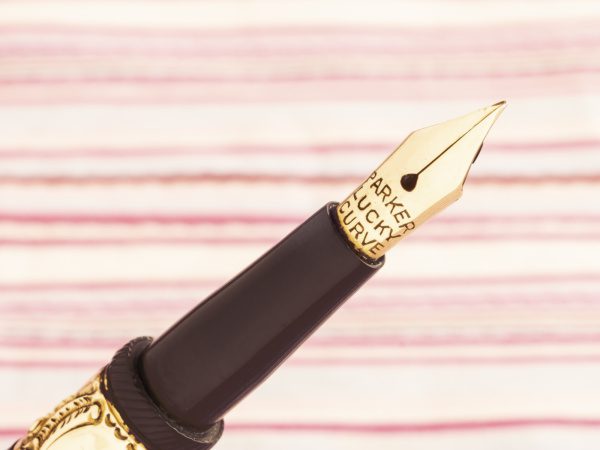 antique vintage parker lucky curve 6 black chased hard rubber eyedropper fountain pen