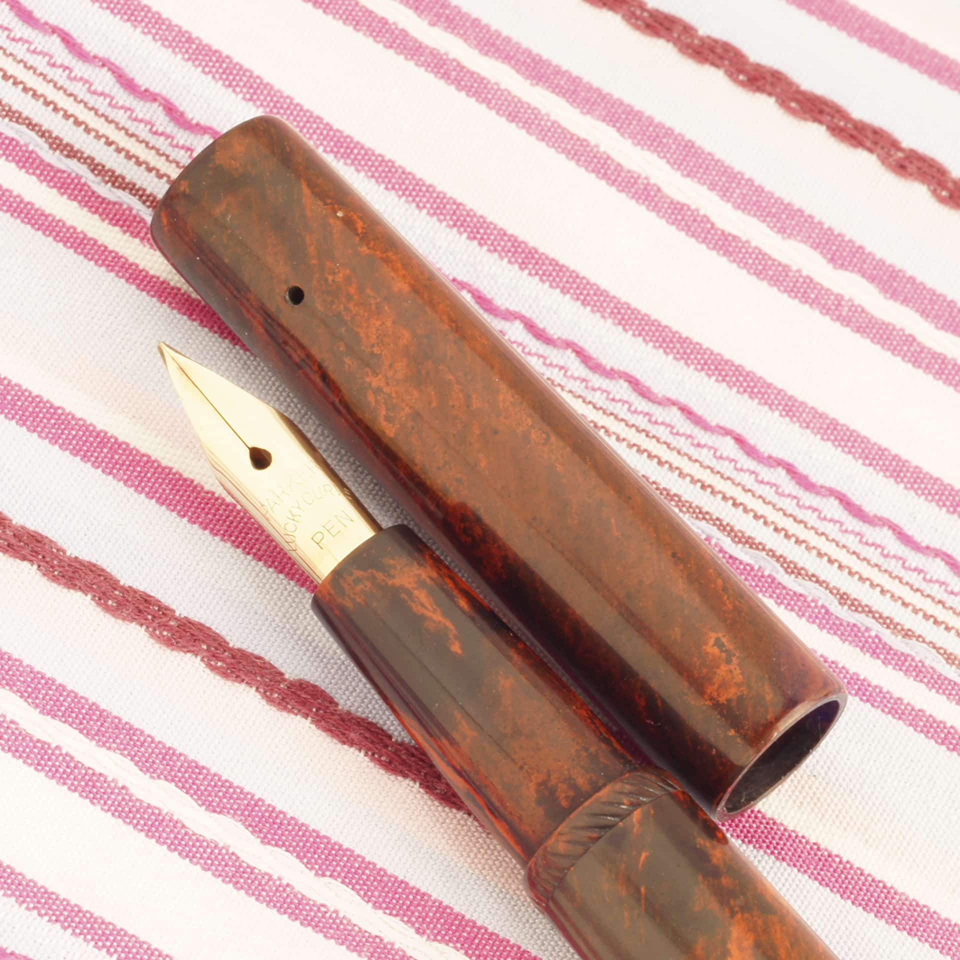 vintage antique parker 1 lucky curve red hard rubber woodgrain eyedropper fountain pen