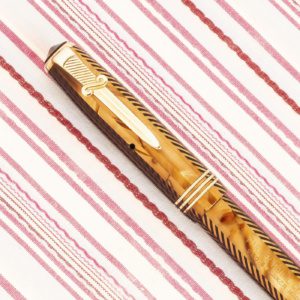 vintage parker royal challenger sword clip gold herringbone deluxe fountain pen pk243