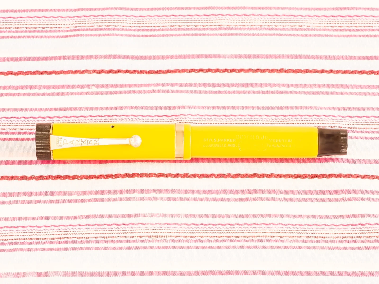 vintage parker duofold jr lucky curve mandarin yellow first year fountain pen rare