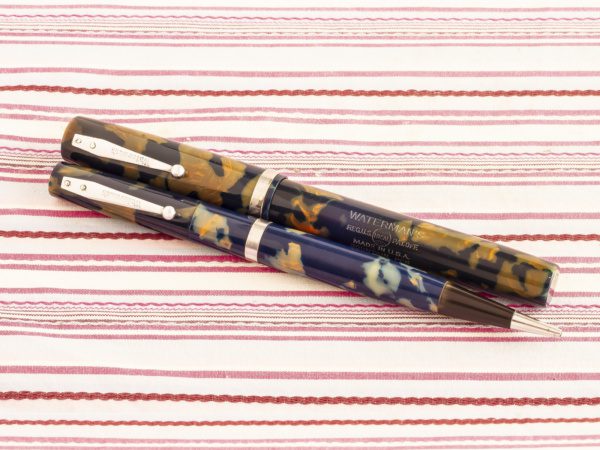 vintage waterman 32 blue orange mosaic fountain pen pencil box set