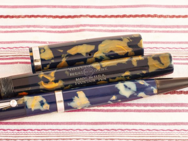 vintage waterman 32 blue orange mosaic fountain pen pencil box set