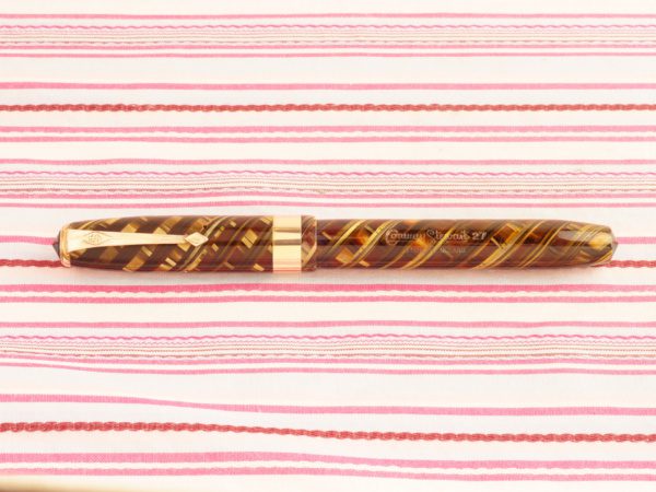 vintage conway stewart 27 deluxe golden tiger eye marble executive fountain pen