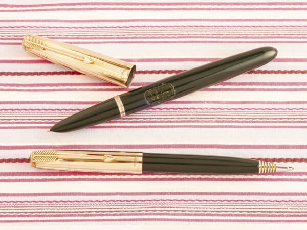 vintage parker 51 gold forest green fountain pen pencil box set new old stock