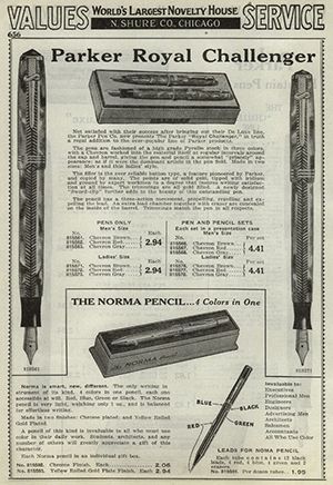 vintage parker royal challenger golden tiger eye herringbone jeweler capband fountain pen pencil set