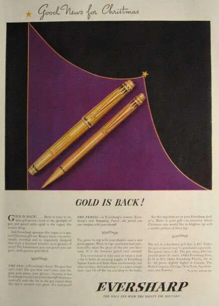 vintage wahl eversharp gold coronet art-deco emblem fountain pen pencil set