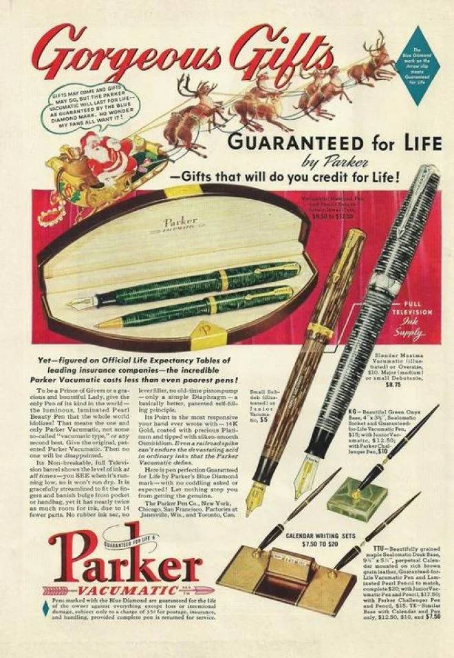 vintage parker vacumatic fountain pen advertisement