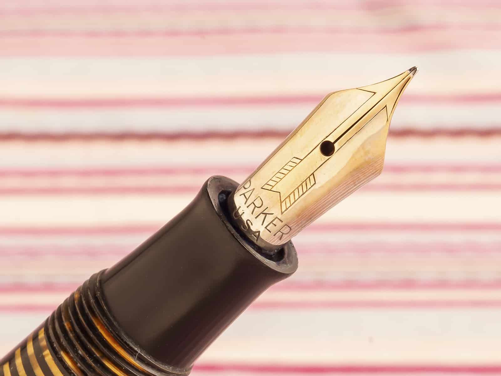 Vintage Parker Vacumatic Star-clip Golden tiger eye striped fountain pen pencil box set