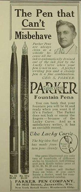 211128 parker lucky curve 42 hard rubber gold adv
