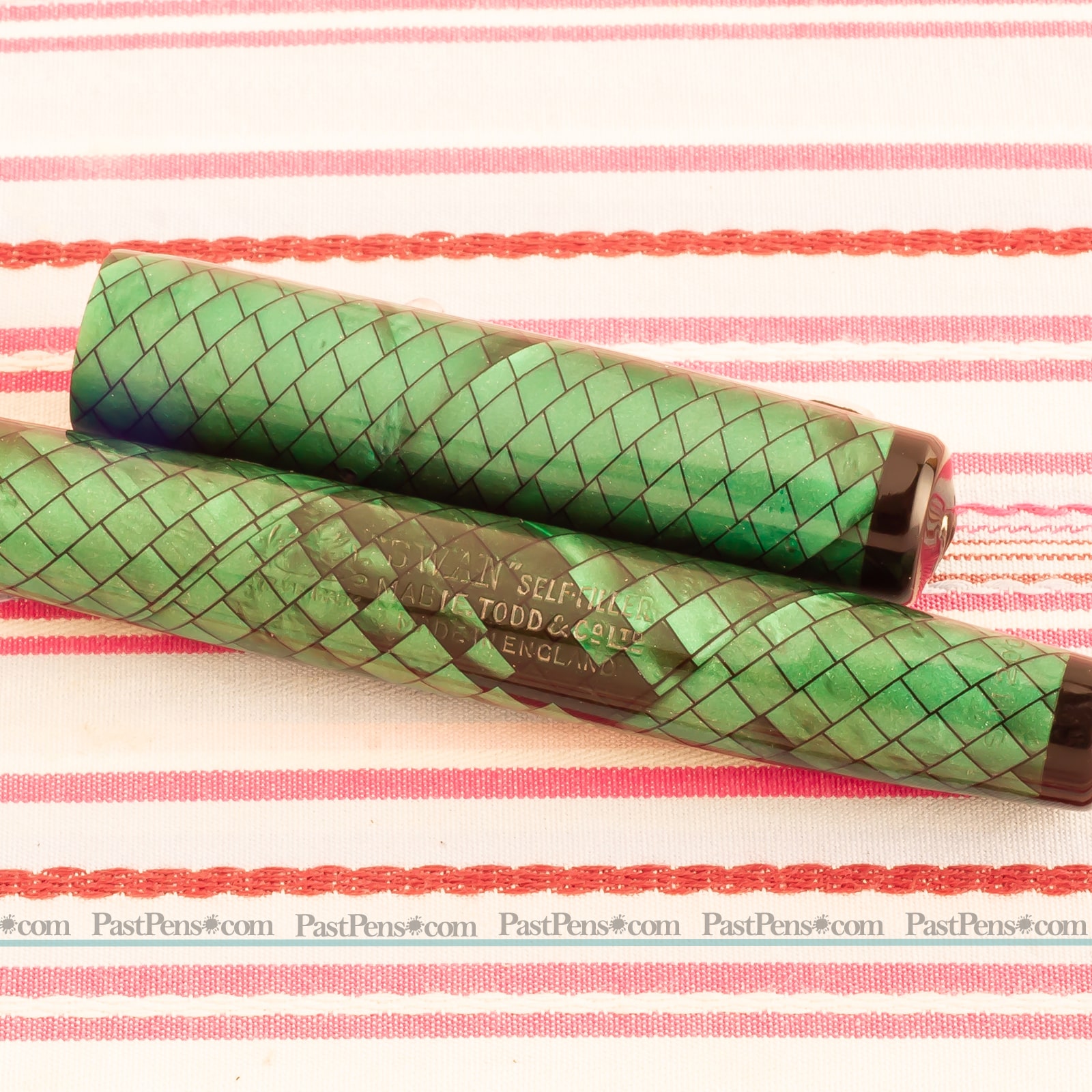 mabie todd swan self filler snakeskin lizard green fountain pen