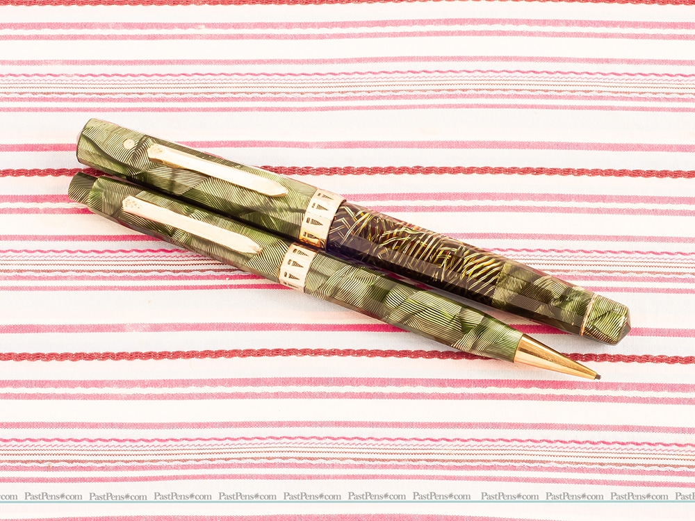 eversharp doric green shell senior fountain pen pencil set serviced