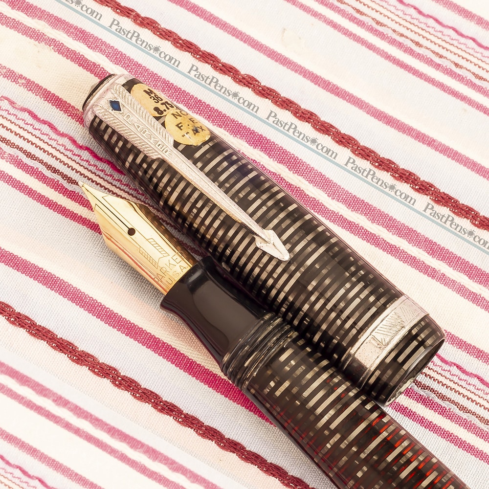 vintage parker vacumatic new old stock sticker silver striped fountain pen