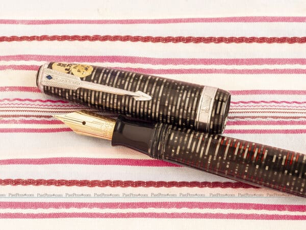 vintage parker vacumatic new old stock sticker silver striped fountain pen restored