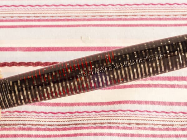 vintage parker vacumatic new old stock sticker silver striped fountain pen semi transparent