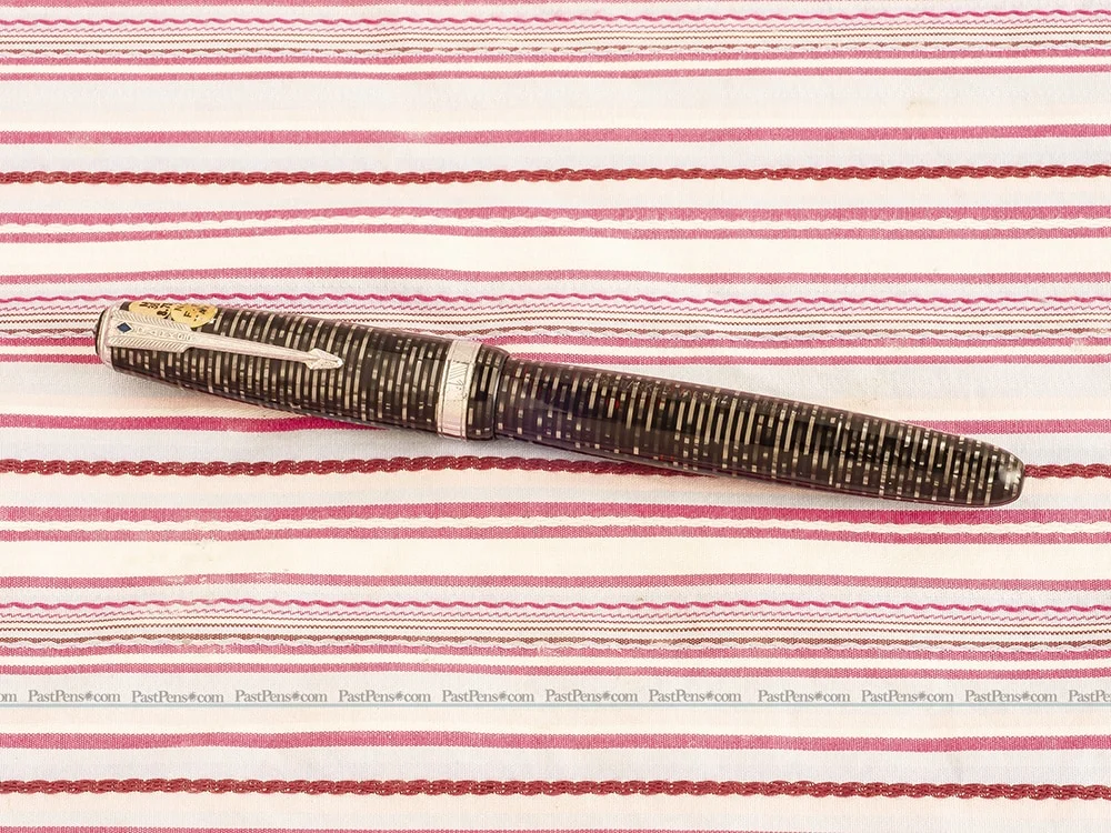 vintage parker vacumatic new old stock sticker silver striped fountain pen serviced
