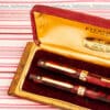 vintage wahl eversharp doric red shell fountain pen pencil box set