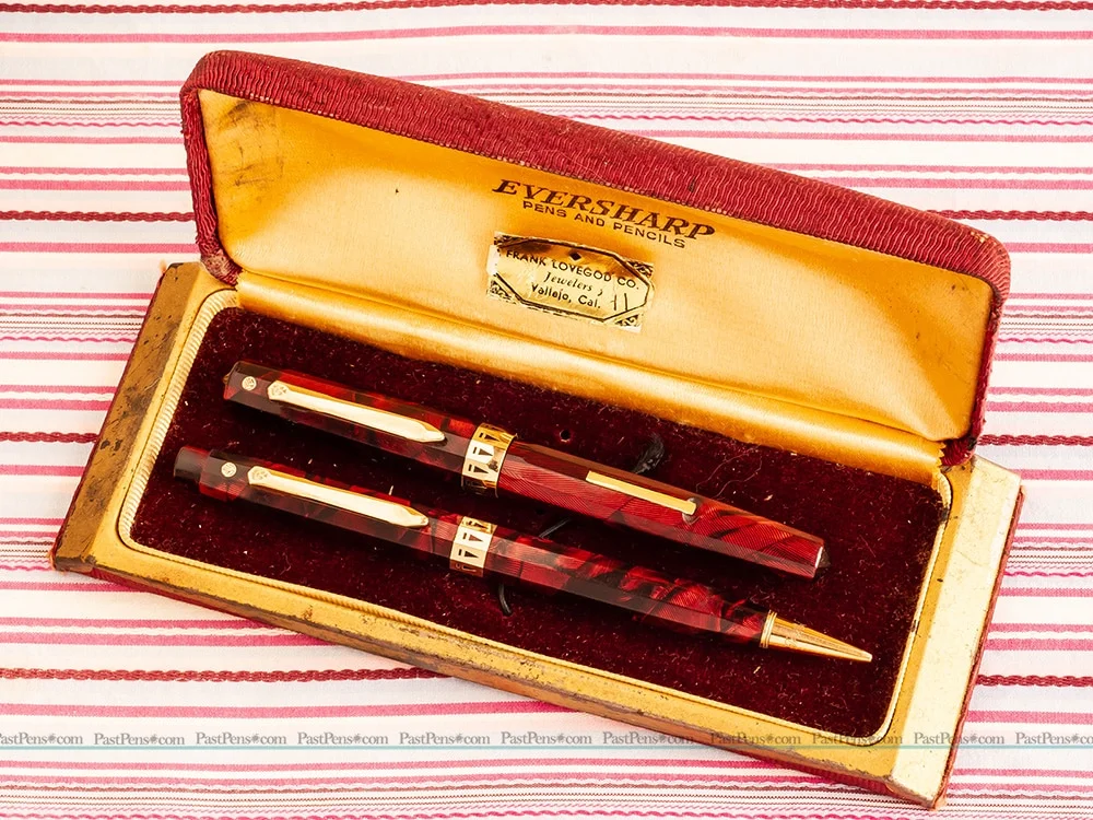 vintage wahl eversharp doric red shell fountain pen pencil box set invest