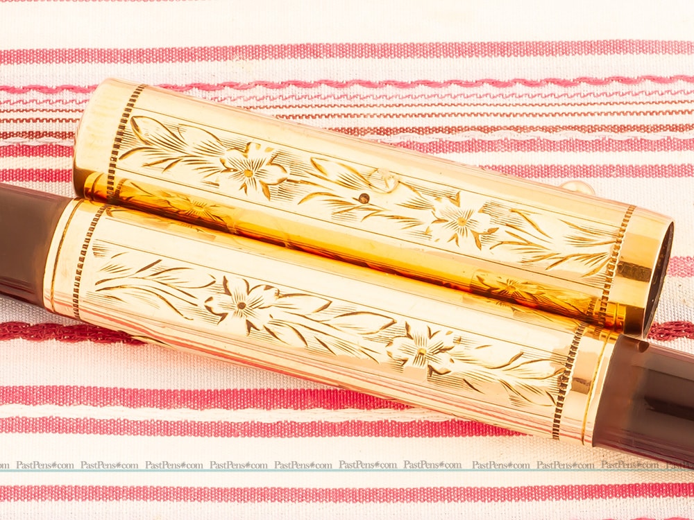 vintage waterman 0552 gold overlay hand engraved floral etched fountain pen invest