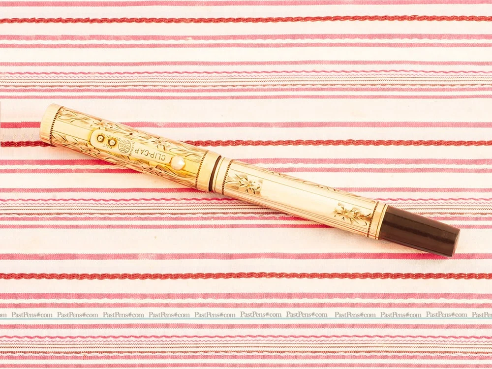 vintage waterman 0552 gold overlay hand engraved floral etched fountain pen serviced