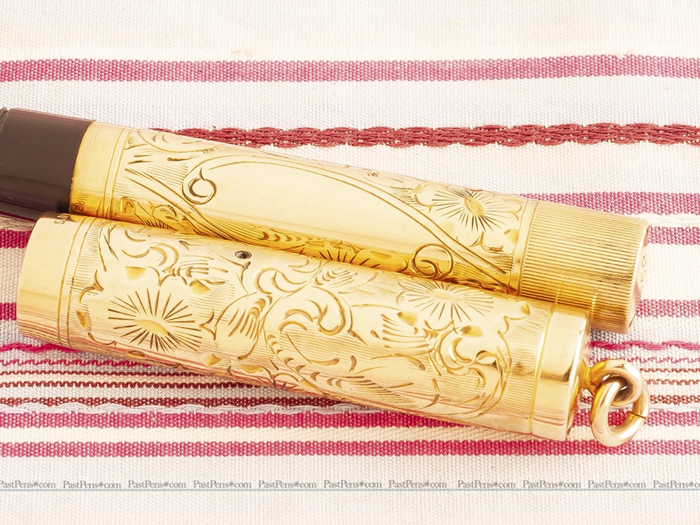 vintage waterman gold overlay hand engraved floral etched fountain pen collectibles