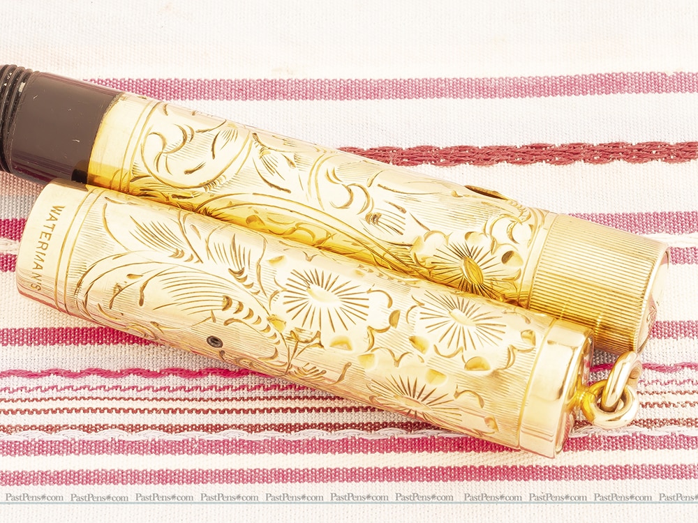 vintage waterman gold overlay hand engraved floral etched fountain pen invest