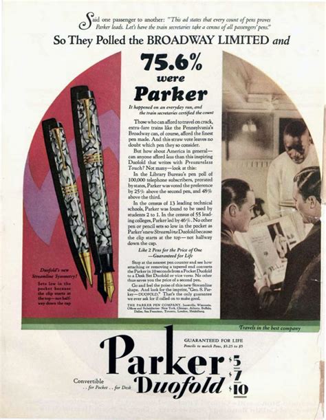 vinage parker duofold black hatch senior fountain pen advertisement