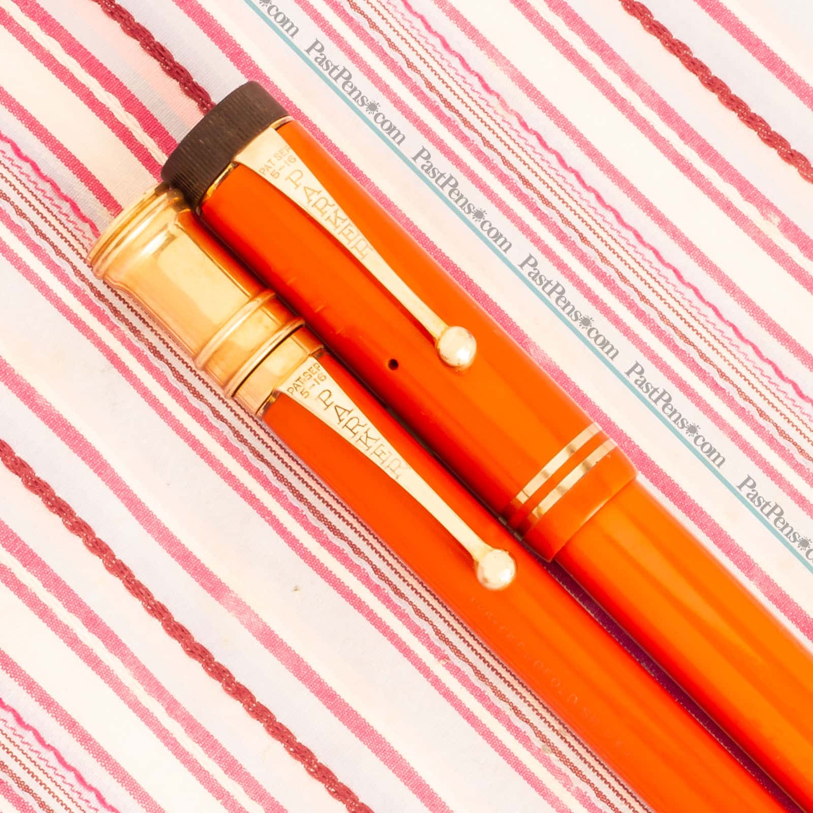 vinage parker duofold senior big red lacquer fountain pen pencil set