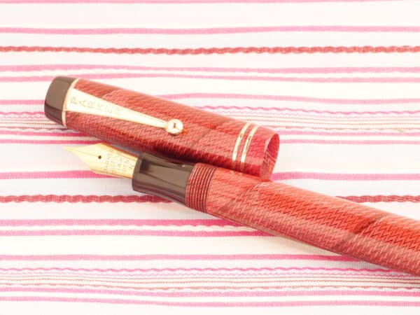 vintage parker duofold red herringbone fountain pen serviced