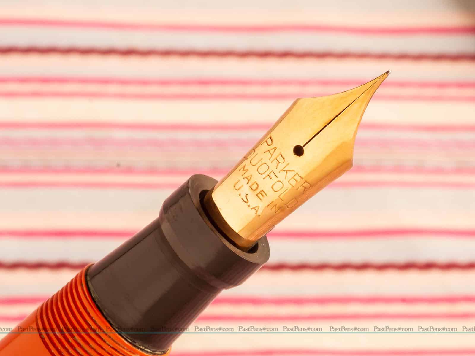 vintage parker duofold senior big red chinese lacquer lucky curve fountain pen vintage pk270 gold nib