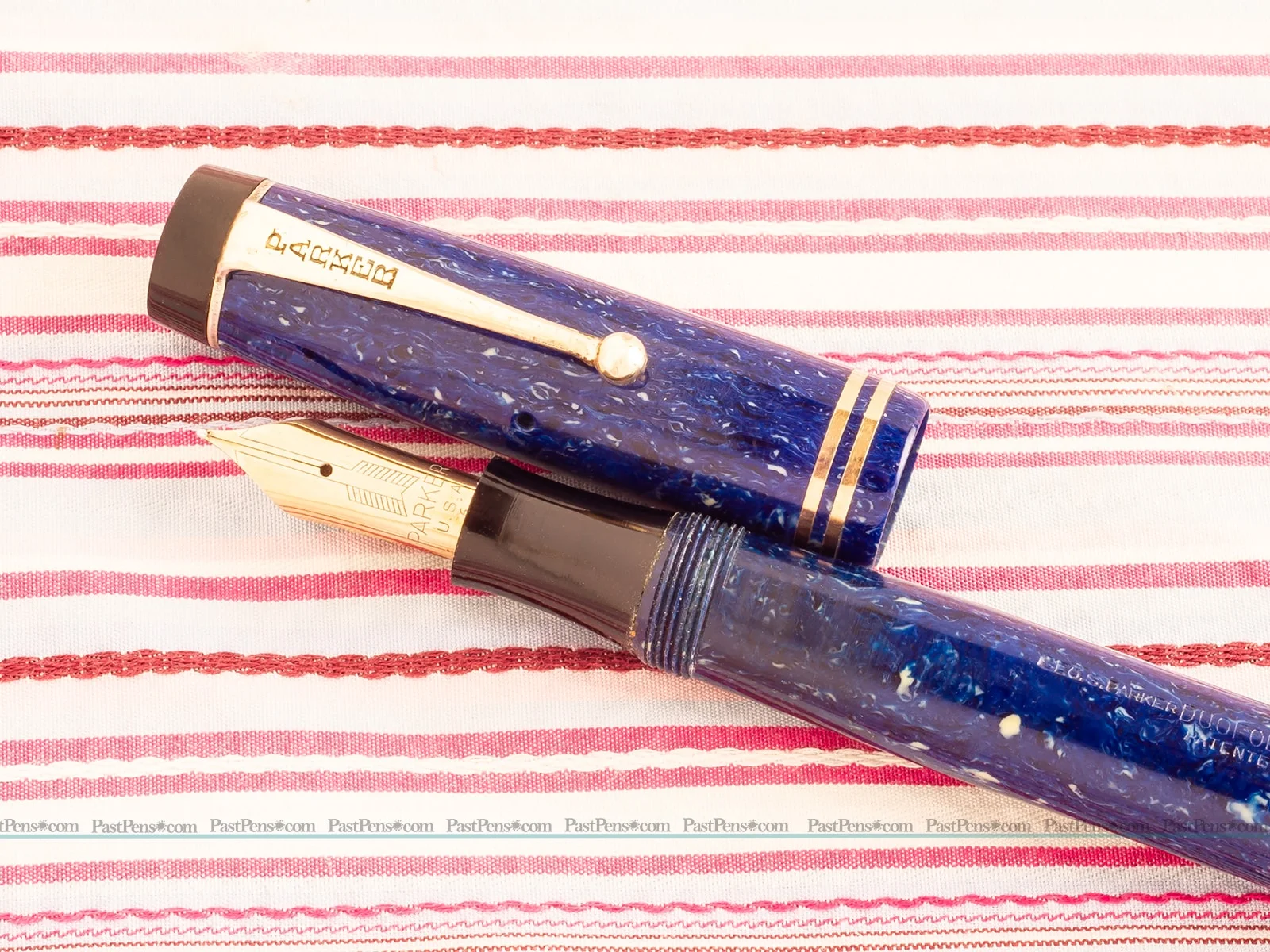 parker duofold senior lapis lazuli blue streamlined fountain pen vintage pk156 restored