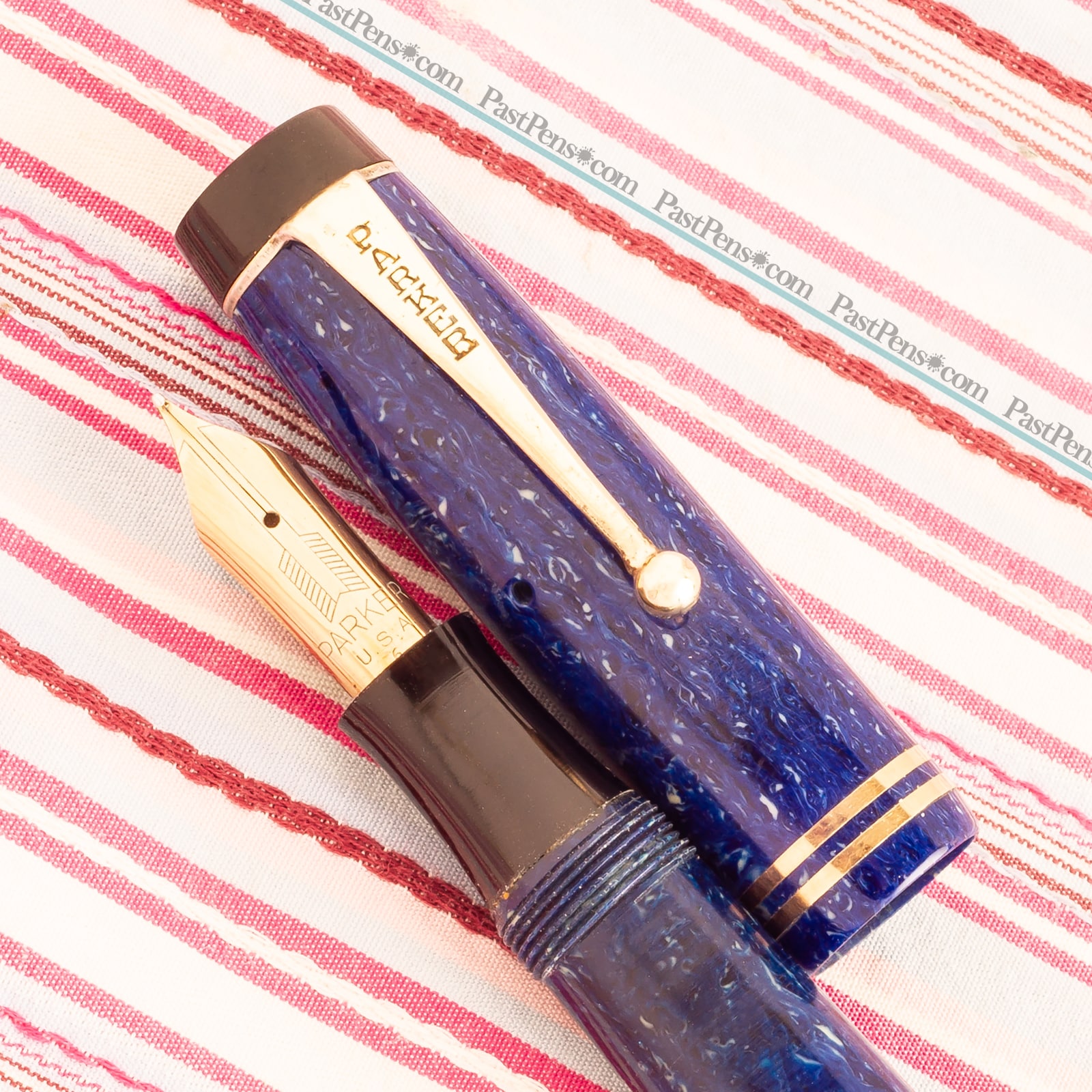parker duofold senior lapis lazuli blue streamlined fountain pen vintage pk156