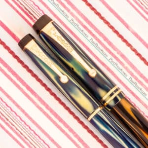 parker duofold true blue modernistic fountain pen pencil set vintage pk157