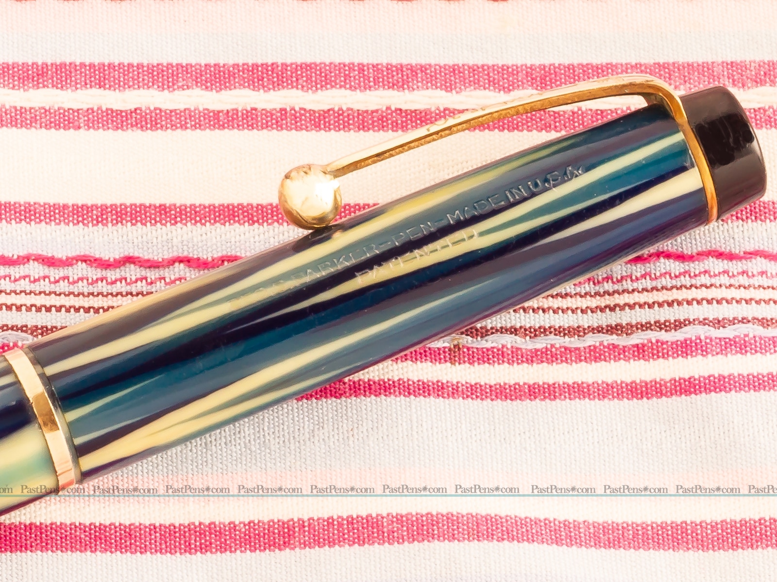parker duofold true blue modernistic fountain pen pencil set vintage pk157 imprint