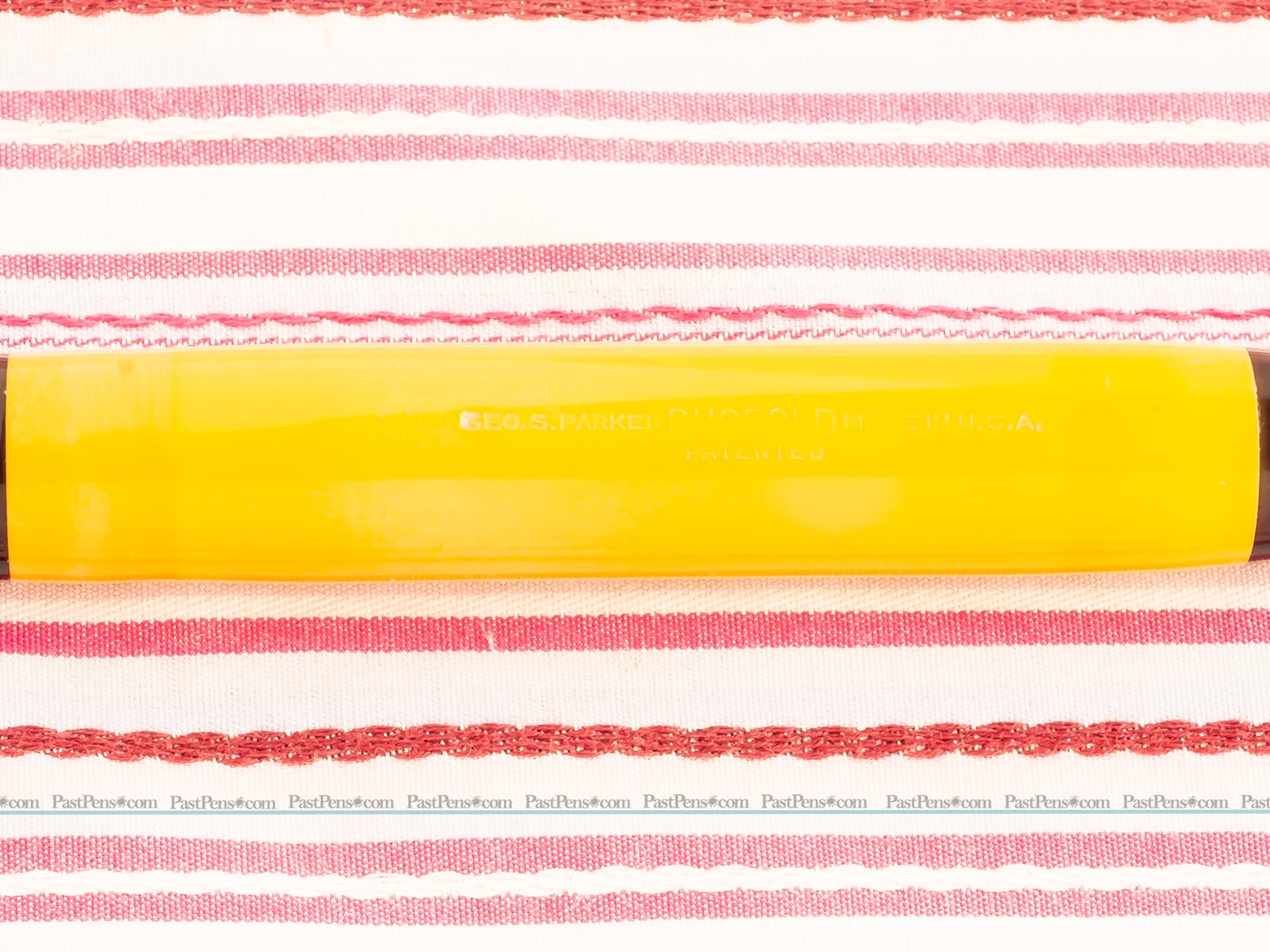 vintage parker duofold senior mandarin yellow streamlined fountain pen imprint