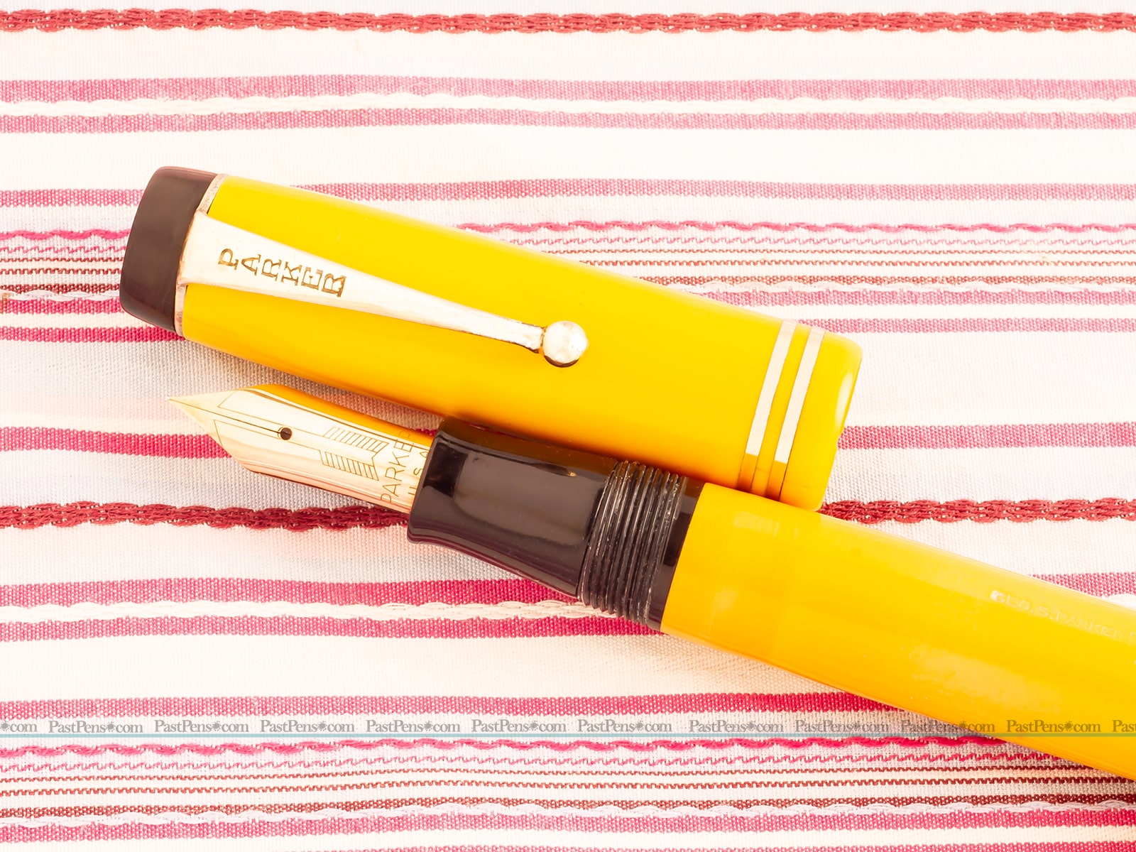 vintage parker duofold senior mandarin yellow streamlined fountain pen restored