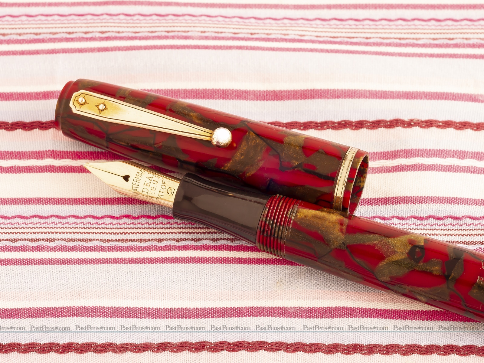 waterman ideal 92 wine red gold marble fountain pen pencil set wm141 restored 1