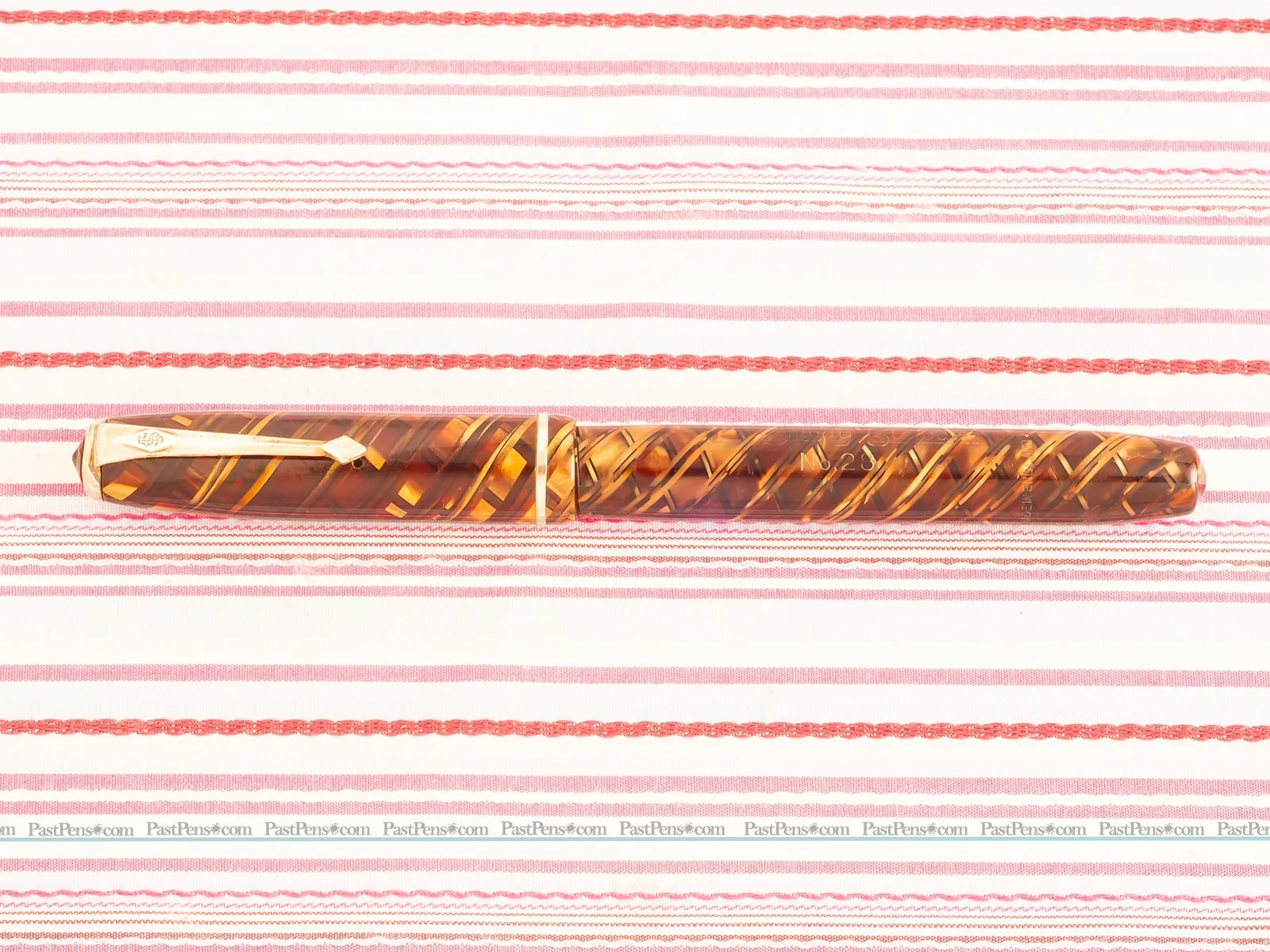 vintage conway stewart 28 gold tiger eye marble fountain pen cs085 collectibles