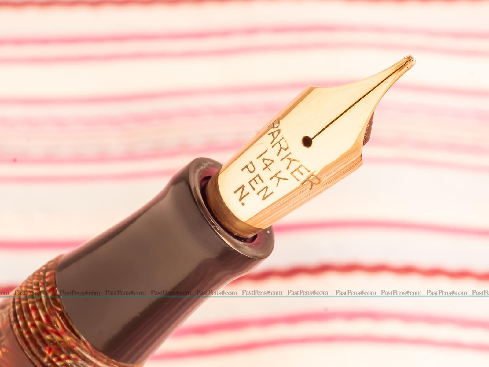 parker victory red hatched mark i fountain pen pk271 gold nib