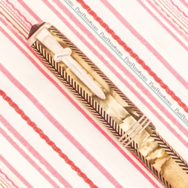 vintage parker royal challenger sword clip silver herringbone senior fountain pen pk273