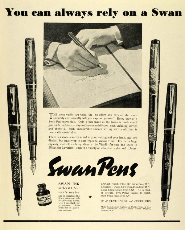 mabie todd swan italian marble self filler fountain pen mt095 advertisement