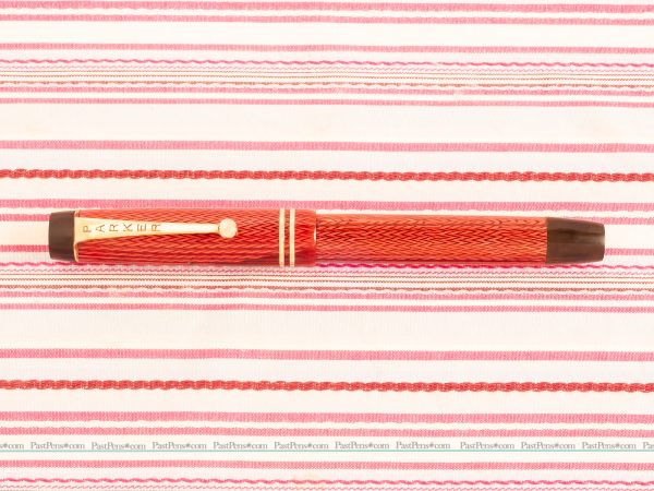 vintage parker duofold red herringbone marble fountain pen pk275 collectibles