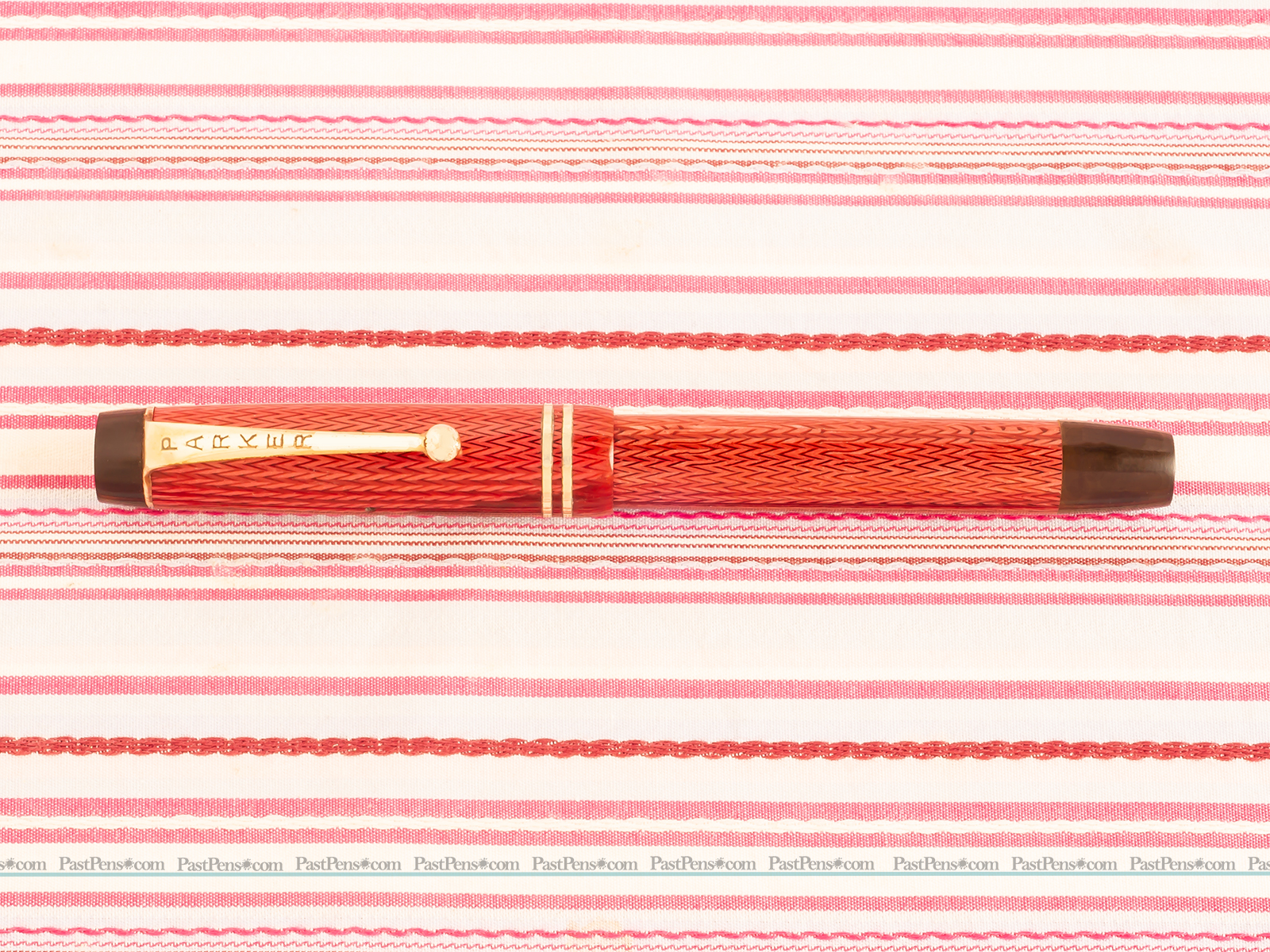 vintage parker duofold red herringbone marble fountain pen pk275 collectibles