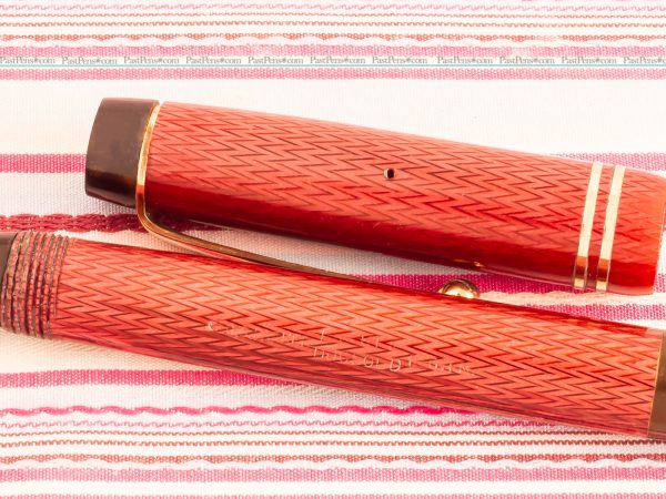 parker duofold red herringbone marble fountain pen pk275 imprint
