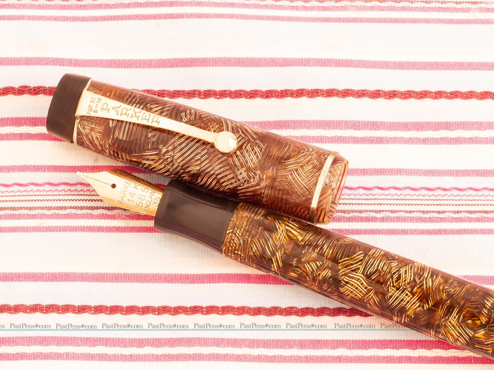 parker duofold senior gold hatched fountain pen pk276 restored
