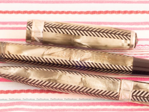 parker royal challenger silver herringbone fountain pen pencil set pk272 4