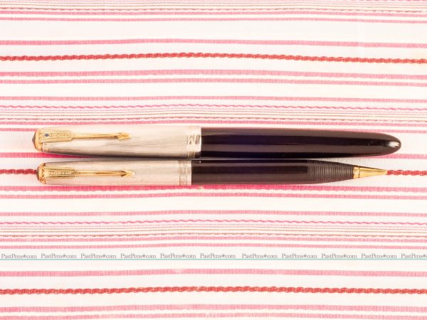 vintage parker 51 sterling silver black blue diamond fountain pen pencil set pk277 collectibles