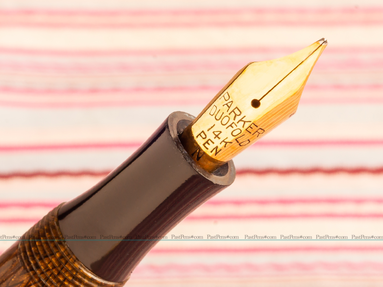 parker duofold golden herringbone fountain pen pk279 gold nib