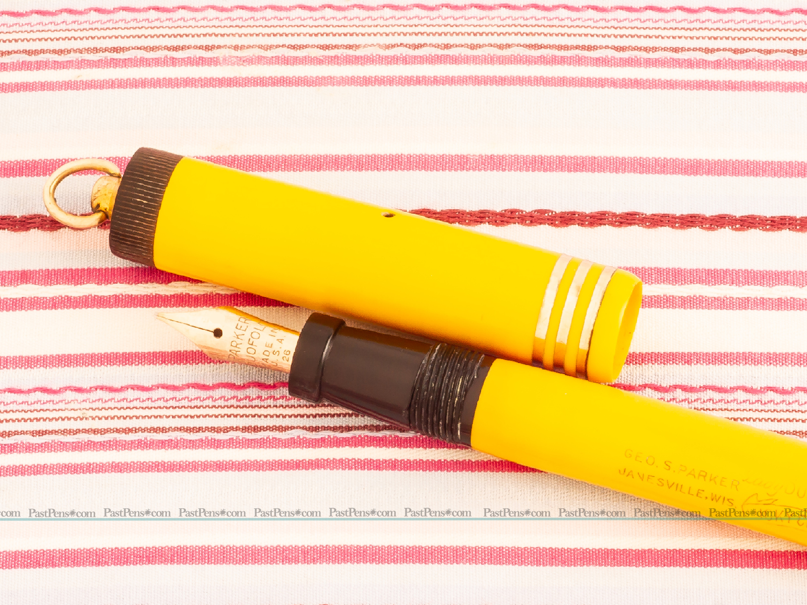 vintage parker duofold mandarin yellow deluxe lady lucky curve fountain pen pk287 restored